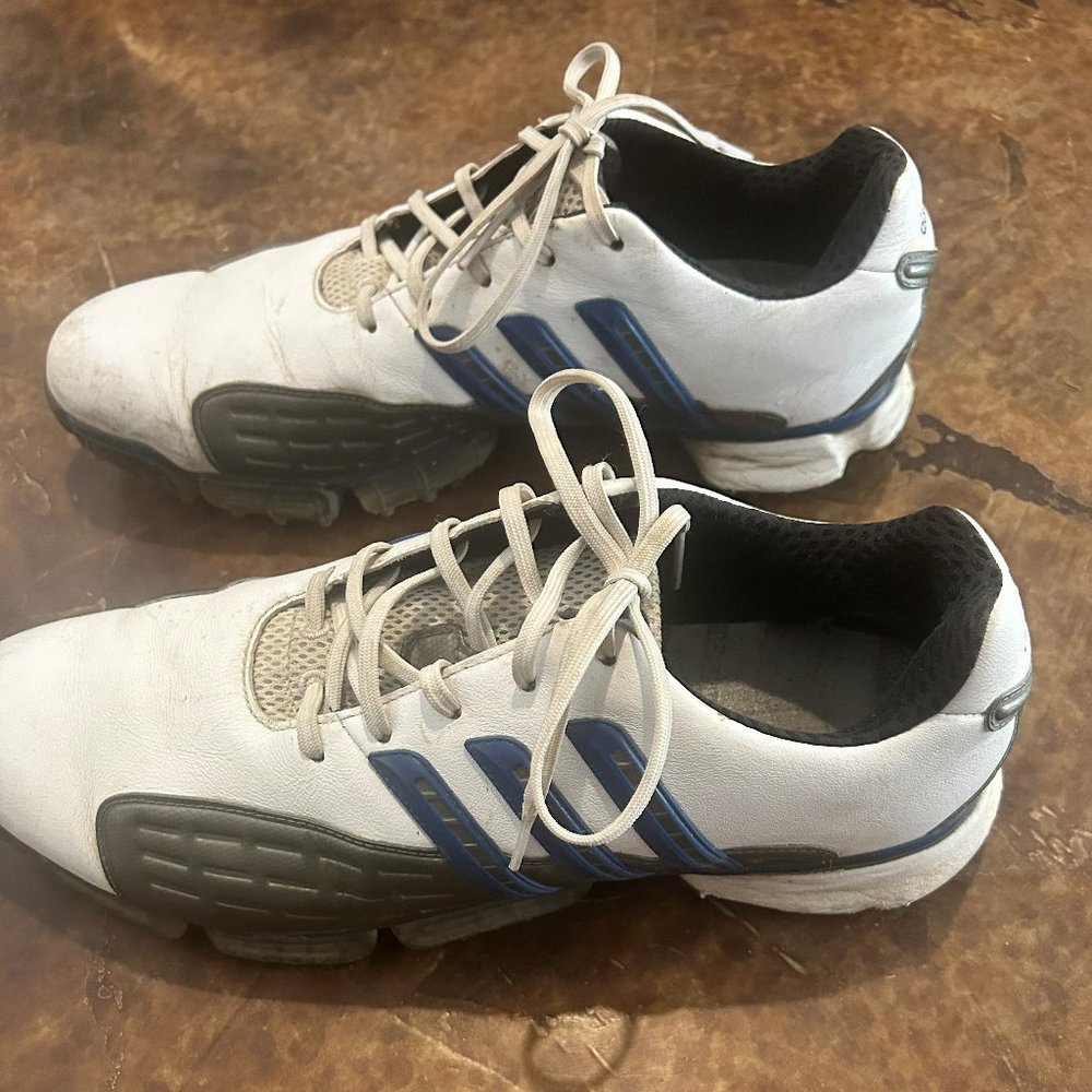 Adidas Men's Powerband Golf Shoes Sz 11.5 White/Blue 791003